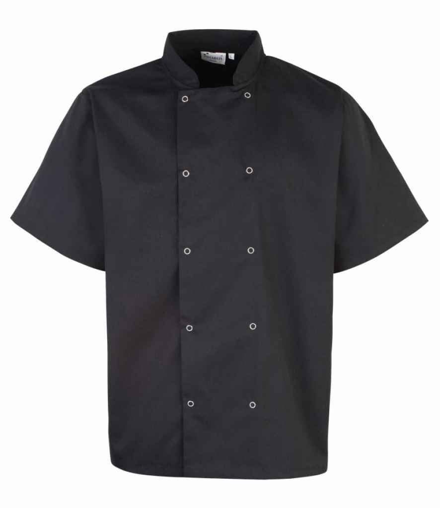 Premier Unisex Short Sleeve Stud Front Chef's Jacket- PR664