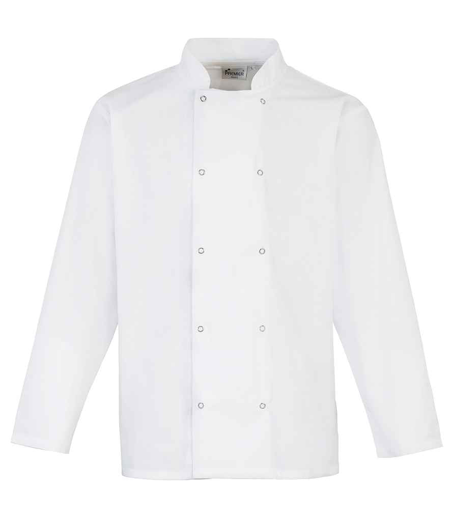 Premier Unisex Long Sleeve Stud Front Chef's Jacket- PR665