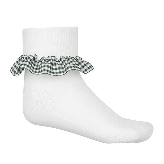 Gingham Socks 3 Pack - Green