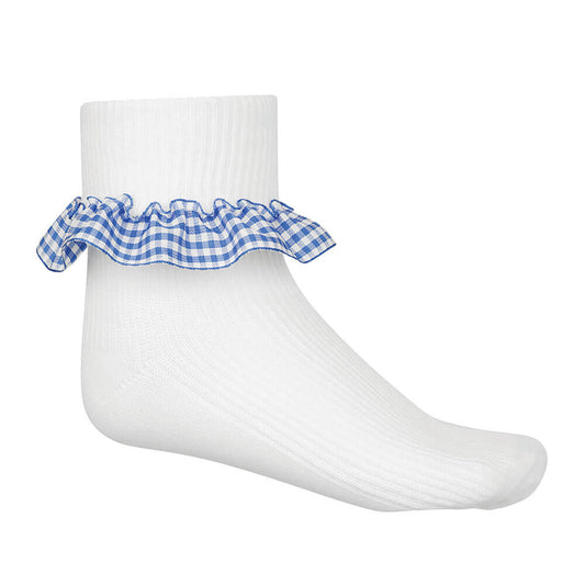 Gingham Socks 3 Pack - Blue