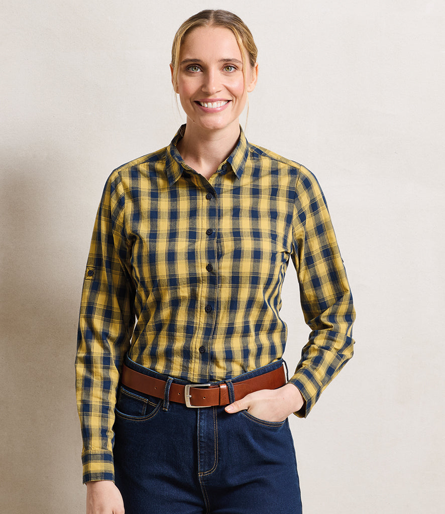 Premier Mulligan Check Ladies Long Sleeve Shirt
